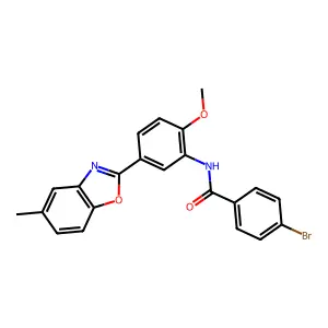 4-bromo-N-[2-methoxy-5-(5-methyl-1,3-benzoxazol-2-yl)phenyl]benzamide structure