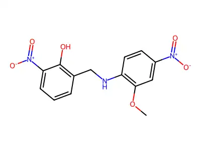 2-Nitro-6-({4-nitro-2-methoxyanilino}methyl)phenol structure