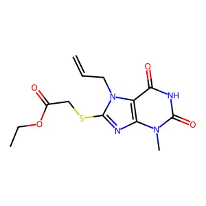 Ethyl 2-(3-methyl-2,6-dioxo-7-prop-2-enylpurin-8-yl)sulfanylacetate structure