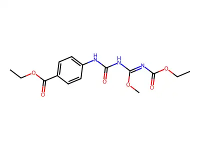 Ethyl 4-[({[(ethoxycarbonyl)imino](methoxy)methyl}carbamoyl)amino]benzoate structure