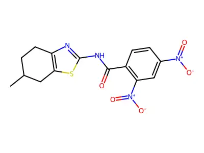 N-(6-methyl-4,5,6,7-tetrahydro-1,3-benzothiazol-2-yl)-2,4-dinitrobenzamide structure