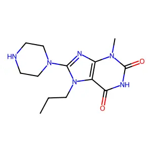 3-Methyl-8-piperazin-1-yl-7-propylpurine-2,6-dione structure