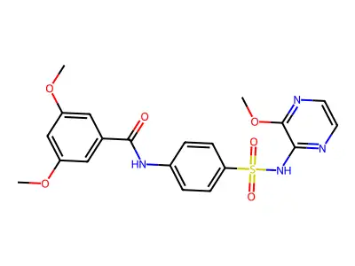 3,5-dimethoxy-N-{4-[(3-methoxypyrazin-2-yl)sulfamoyl]phenyl}benzamide structure