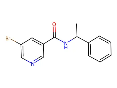5-bromo-N-(1-phenylethyl)pyridine-3-carboxamide structure