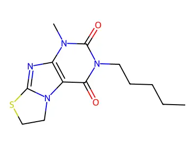 1-methyl-3-pentyl-6,7-dihydro[1,3]thiazolo[2,3-f]purine-2,4(1H,3H)-dione structure