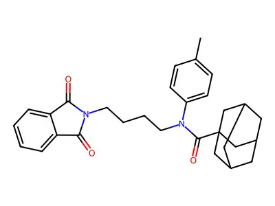 N-[4-(1,3-dioxoisoindol-2-yl)butyl]-N-(4-methylphenyl)adamantane-1-carboxamide structure
