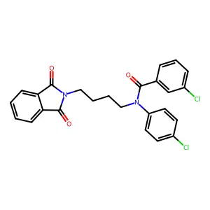 3-chloro-N-(4-chlorophenyl)-N-[4-(1,3-dioxoisoindol-2-yl)butyl]benzamide structure
