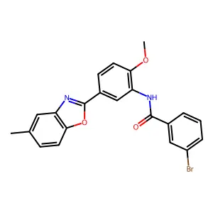 3-bromo-N-[2-methoxy-5-(5-methyl-1,3-benzoxazol-2-yl)phenyl]benzamide structure