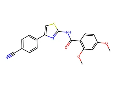 (E)-N-(4-(4-cyanophenyl)thiazol-2(3H)-ylidene)-2,4-dimethoxybenzamide structure