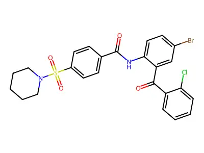 N-(4-bromo-2-(2-chlorobenzoyl)phenyl)-4-(piperidin-1-ylsulfonyl)benzamide structure