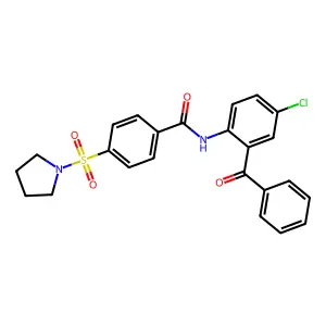 N-(2-benzoyl-4-chlorophenyl)-4-pyrrolidin-1-ylsulfonylbenzamide structure