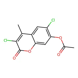 3,6-dichloro-4-methyl-2-oxo-2H-chromen-7-yl acetate structure