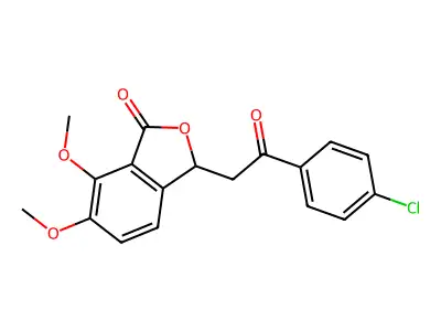 3-[2-(4-chlorophenyl)-2-oxoethyl]-6,7-dimethoxy-2-benzofuran-1(3H)-one structure