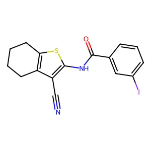 N-(3-cyano-4,5,6,7-tetrahydro-1-benzothiophen-2-yl)-3-iodobenzamide structure