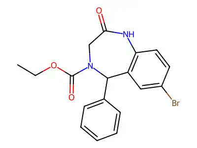ethyl 7-bromo-2-oxo-5-phenyl-3,5-dihydro-1H-1,4-benzodiazepine-4-carboxylate structure