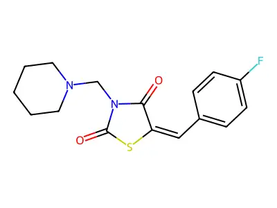 5-(4-Fluoro-benzylidene)-3-piperidin-1-ylmethyl-thiazolidine-2,4-dione structure