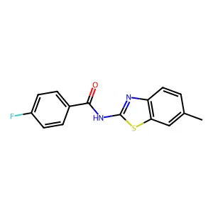4-fluoro-N-(6-methyl-1,3-benzothiazol-2-yl)benzamide structure
