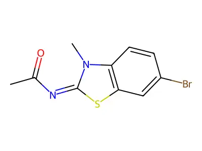 N-(6-bromo-3-methyl-1,3-benzothiazol-2-ylidene)acetamide structure