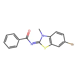 N-(6-bromo-3-methyl-1,3-benzothiazol-2-ylidene)benzamide structure