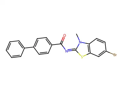 N-(6-bromo-3-methyl-1,3-benzothiazol-2-ylidene)-4-phenylbenzamide structure