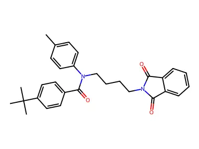 4-(tert-butyl)-N-(4-(1,3-dioxoisoindolin-2-yl)butyl)-N-(p-tolyl)benzamide structure