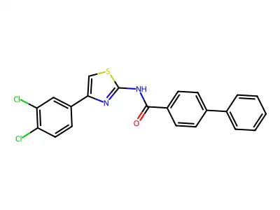 N-(4-(3,4-dichlorophenyl)thiazol-2-yl)-[1,1'-biphenyl]-4-carboxamide structure