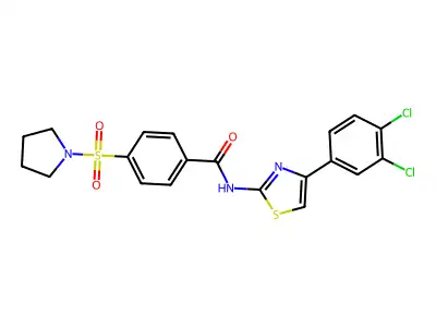 N-(4-(3,4-dichlorophenyl)thiazol-2-yl)-4-(pyrrolidin-1-ylsulfonyl)benzamide structure