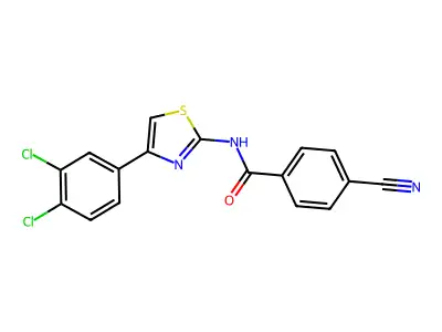 4-cyano-N-[4-(3,4-dichlorophenyl)-1,3-thiazol-2-yl]benzamide structure