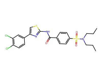N-[4-(3,4-dichlorophenyl)-1,3-thiazol-2-yl]-4-(dipropylsulfamoyl)benzamide structure