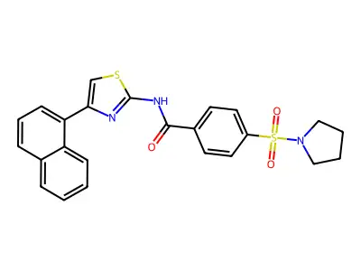 N-(4-(naphthalen-1-yl)thiazol-2-yl)-4-(pyrrolidin-1-ylsulfonyl)benzamide structure