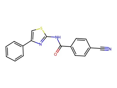 4-cyano-N-(4-phenyl-1,3-thiazol-2-yl)benzamide structure