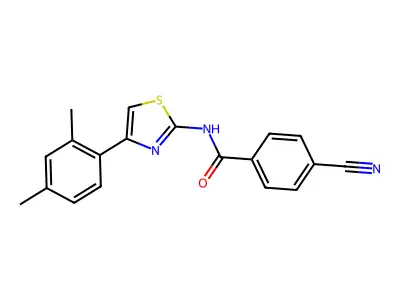 4-cyano-N-[4-(2,4-dimethylphenyl)-1,3-thiazol-2-yl]benzamide structure