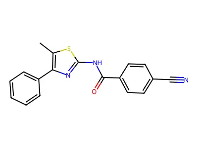 4-cyano-N-(5-methyl-4-phenyl-1,3-thiazol-2-yl)benzamide structure
