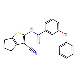 N-(3-cyano-5,6-dihydro-4H-cyclopenta[b]thiophen-2-yl)-3-phenoxybenzamide structure