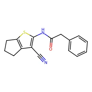 N-(3-cyano-5,6-dihydro-4H-cyclopenta[b]thiophen-2-yl)-2-phenylacetamide structure