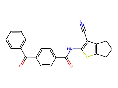 4-benzoyl-N-(3-cyano-5,6-dihydro-4H-cyclopenta[b]thiophen-2-yl)benzamide structure