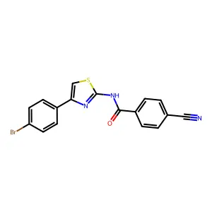 N-[4-(4-bromophenyl)-1,3-thiazol-2-yl]-4-cyanobenzamide structure