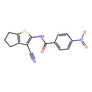 N-(3-cyano-5,6-dihydro-4H-cyclopenta[b]thiophen-2-yl)-4-nitrobenzamide structure