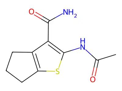 2-acetamido-5,6-dihydro-4H-cyclopenta[b]thiophene-3-carboxamide structure