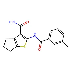 2-[(3-methylbenzoyl)amino]-5,6-dihydro-4H-cyclopenta[b]thiophene-3-carboxamide structure