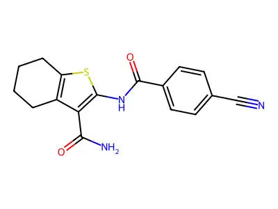 2-(4-Cyanobenzamido)-4,5,6,7-tetrahydrobenzo[b]thiophene-3-carboxamide structure