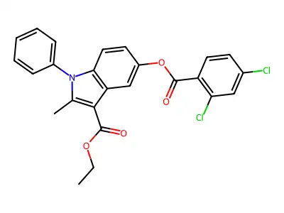ethyl 5-((2,4-dichlorobenzoyl)oxy)-2-methyl-1-phenyl-1H-indole-3-carboxylate structure
