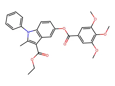 ethyl 2-methyl-1-phenyl-5-((3,4,5-trimethoxybenzoyl)oxy)-1H-indole-3-carboxylate structure