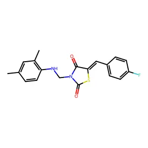 3-(((2,4-Dimethylphenyl)amino)methyl)-5-(4-fluorobenzylidene)thiazolidine-2,4-dione structure