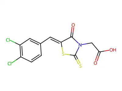 5-[(3,4-dichlorophenyl)methylene]-4-oxo-2-thioxo-3-Thiazolidineacetic acid structure