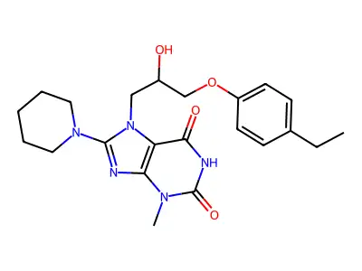 7-[3-(4-Ethylphenoxy)-2-hydroxypropyl]-3-methyl-8-piperidin-1-ylpurine-2,6-dione structure