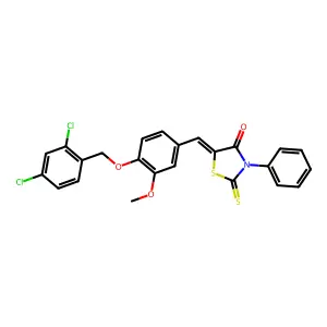 5-{4-[(2,4-dichlorobenzyl)oxy]-3-methoxybenzylidene}-3-phenyl-2-thioxo-1,3-thiazolidin-4-one structure