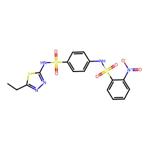 N-(4-{[(5-ethyl-1,3,4-thiadiazol-2-yl)amino]sulfonyl}phenyl)-2-nitrobenzenesulfonamide structure
