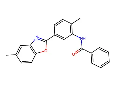 N-[2-methyl-5-(5-methyl-1,3-benzoxazol-2-yl)phenyl]benzamide structure
