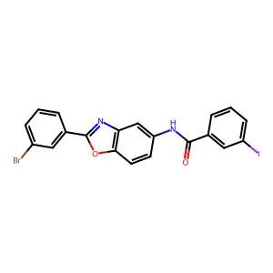 N-[2-(3-bromophenyl)-1,3-benzoxazol-5-yl]-3-iodobenzamide structure
